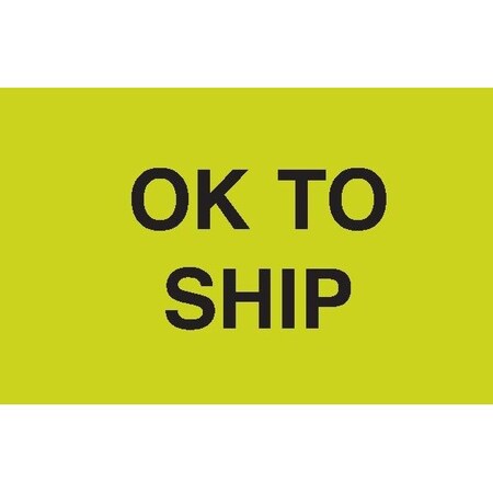 Decker Tape Products Label, DL3208, OK TO SHIP, 1-3/8" X 2" DL3208